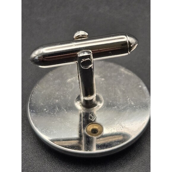 Vintage Black and Silver Round Swank Men's Cufflinks - Picture 5 of 5